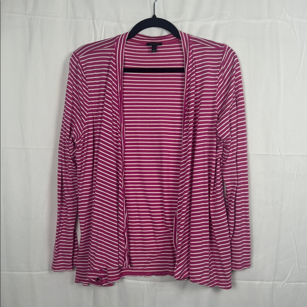 Talbots Pink Striped Cardigan